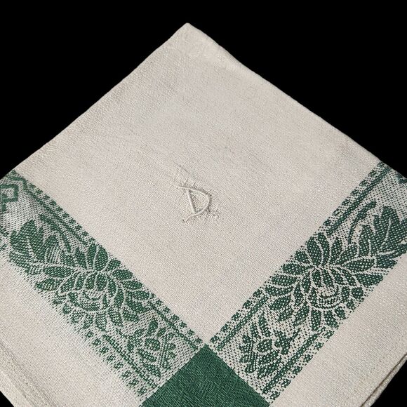 VTG 1990s NAPKIN SET 3 GREEN PLAID LINEN CLOTH PICNIC FARMHOUSE - Picture 2 of 4